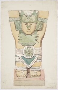 Caryatide III, chambre extérieure, Temple supérieur des Jaguars (Temple A), Chichen Itza, Mexique - Adela Breton