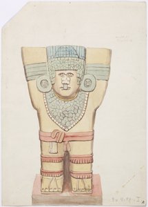Caryatide I, chambre extérieure, Temple Supérieur des Jaguars (Temple A), Chichen Itza, Mexique - Adela Breton