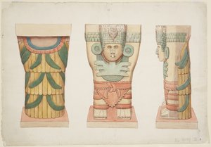Caryatide de la chambre extérieure, Temple A, terrain de jeu de balle, Chichen Itza - Adela Breton