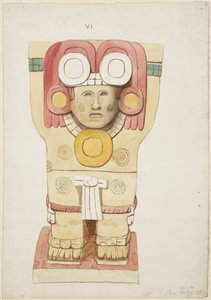 Caryatide de la chambre extérieure, Temple A, terrain de jeu, Chichen Itza, Mexique - Adela Breton
