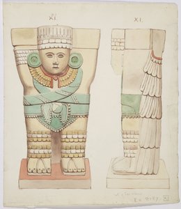 Caryatide de la chambre extérieure, Temple A, terrain de jeu de balle, Chichen Itza, Mexique