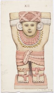 Caryatide de la chambre extérieure, temple A, terrain de jeu de balle, Chichen Itza, Mexique - Adela Breton