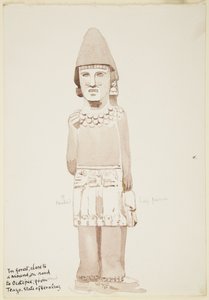 Statue de Teayo, nord Veracruz, Mexique Montre une statue en pierre avec une figure masculine portant un kilt - Adela Breton