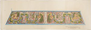 Relief en pierre de Xochicalco, Mexique Face sud de Cerro Colorado, Tehuacan (aquarelle) - Adela Breton