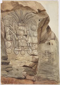 Relief en pierre dans la roche naturelle par Adela Breton - Piedra de Malinche, Tula, Hidalgo, Mexique