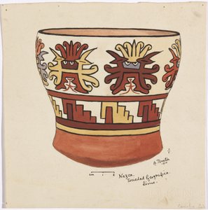 Vase de Nazca, Pérou (aquarelle) - Adela Breton