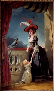 Portrait en pied de Louise Élisabeth de France (fille de Louis XV) duchesse de Parme (1727-1759) et son fils Don Ferdinand (1751-1802) - Adelaide Labille Guiard
