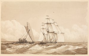 Double canoë au large de Moalu, îles Fidji, 26 septembre 1849 - Admiral Sir Edward Gennys Fanshawe