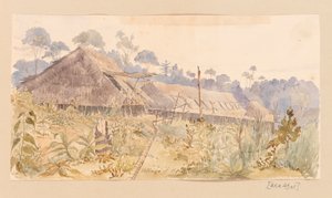 Village de la tribu Stang des Antilles, carnet de croquis de l