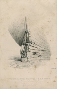 Vue du tableau arrière fracturé du H.M.S. Terror : prise sur la plage de Lough Swilly - Admiral William Henry Smyth