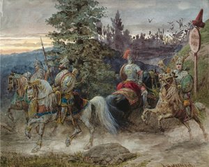 La Route de Chernomor. Illustration du poème Ruslan et Ludmila par A. Pouchkine