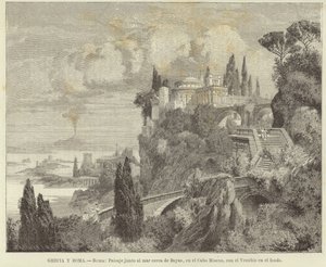 Grèce et Rome - Rome : Paysage au bord de la mer au Cap Misène avec le Vésuve en arrière-plan