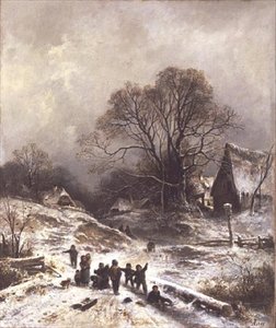 Enfants jouant dans la neige - Adolf Heinrich Lier
