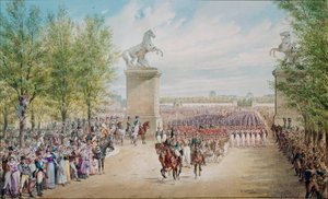 Le tsar Alexandre Ier monte les Champs-Élysées avec son armée à Paris en 1814