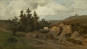 Paysage avec un pont de bois - Adolf Kosárek