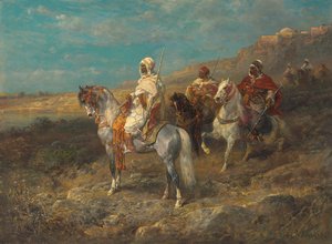 Arabe sur un cheval blanc - Adolf Schreyer