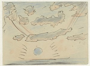 Étude de nuages avec soleil - Adolf le Comte