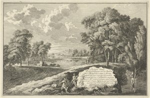 Paysage fluvial arcadien avec femme et enfant - Adolf van der Laan