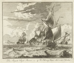 Bateau de hareng rentrant au port, vers 1725 - Adolf van der Laan