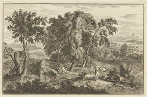 Femme touchée par une flèche dans un paysage arcadien - Adolf van der Laan