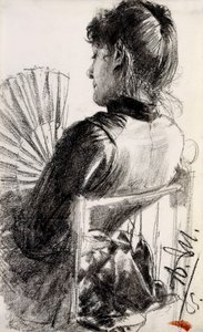 Dame avec un éventail, 1885 - Adolph Menzel