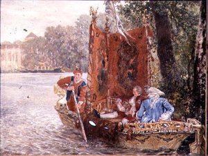 Voyage en rivière à Rheinsburg, 1860 - Adolph Menzel