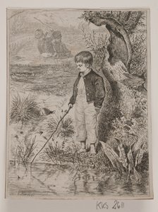 Un garçon pêchant