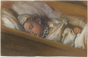 Un nourrisson endormi dans son berceau - Adolph Menzel