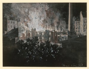 Incendie dans une maison - Adolph Menzel
