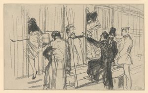 Voyageurs montant dans le train et contrôleur. Scène de quai - Adolph Menzel
