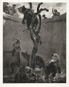 Essai sur la pierre avec pinceau et grattoir : La fosse aux ours, 1851