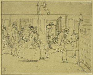 Voyageurs à la gare (« Pour messieurs ») - Adolph Menzel