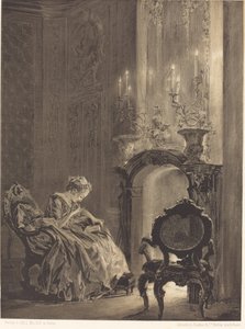 Femme devant un feu - Adolph Menzel