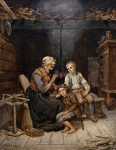 Grand-mère raconte un conte de fées - Adolph Tidemand