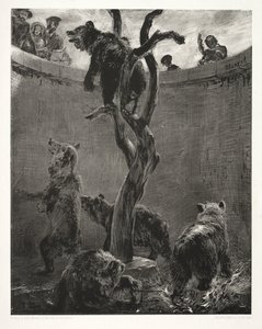 Essai sur la pierre avec pinceau et grattoir : La fosse aux ours
