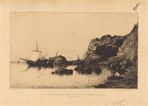 Barque de pêcheurs faisant escale dans les rochers de Collioure - Adolphe Appian