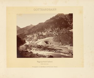 Chemin de fer du Gothard : galerie du Häggrigerbach avec la ligne supérieure - Adolphe Braun and Cie