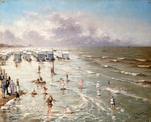La plage à Ostende, 1892 - Adolphe Jacobs
