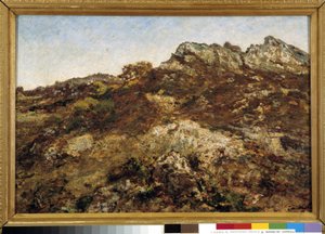 Paysage de collines (le massif du Garlaban en Provence) - Adolphe Joseph Thomas Monticelli