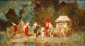 Scène dans un parc II, vers 1870 - Adolphe Joseph Thomas Monticelli