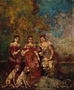 Trois Femmes dans le Parc - Adolphe Joseph Thomas Monticelli