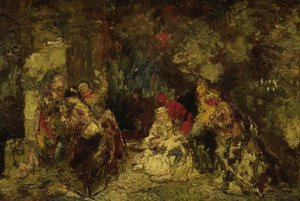 Femmes dans une forêt - Adolphe Joseph Thomas Monticelli