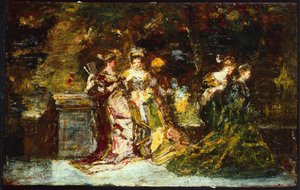 Femmes dans un parc, vers 1858 - Adolphe Joseph Thomas Monticelli