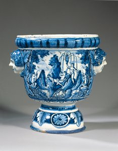 Urne de jardin mythologique à deux anses, Delft bleu et blanc - Adriaen (fl.1868 d.1701) (attr.to) Kocks