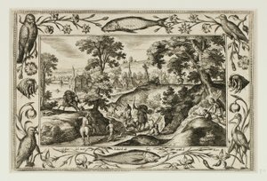 Chasse au cerf, à partir de paysages avec des scènes de l
