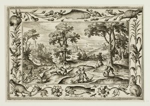 Chasse au lièvre, tiré de Paysages avec scènes de l