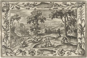 Chasse au lièvre (Landschappen met Bijbelse, mythologische scènes en jachttaferelen) - Adriaen Collaert