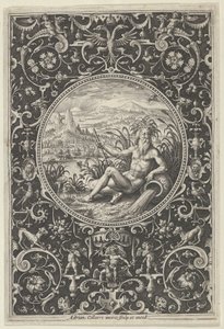 Neptune dans un cadre décoratif avec grotesques, du Jugement de Paris, vers 1580-1600 - Adriaen Collaert