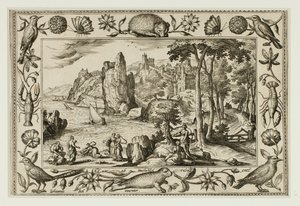 La fille du pharaon retrouvant Moïse, extrait de Paysages avec scènes de l