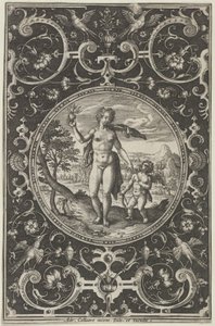 Vénus et Cupidon dans un cadre décoratif avec des grotesques, du Jugement de Paris..., vers 1580-1600